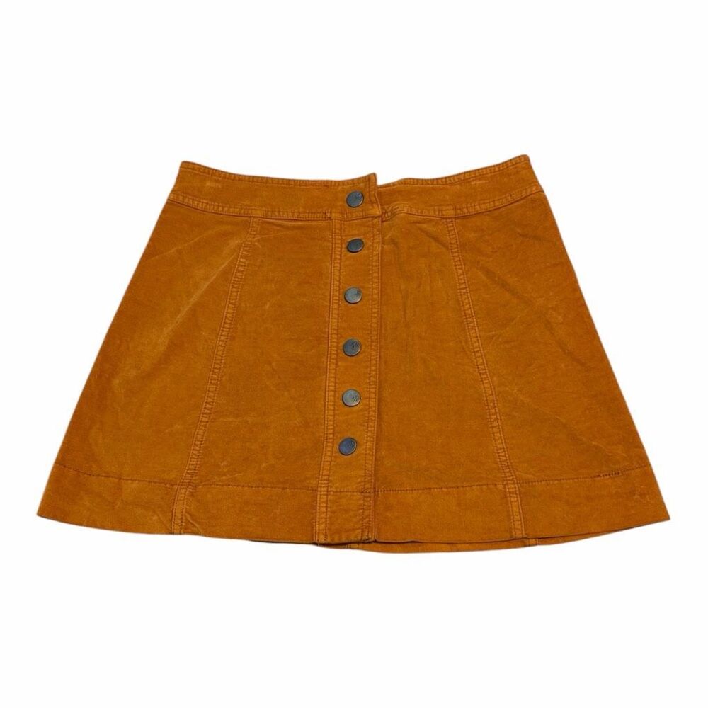 MADEWELL Women’s Burnt Orange Velveteen A-Line Button Front Mini Skirt Size 2 - Picture 2 of 6
